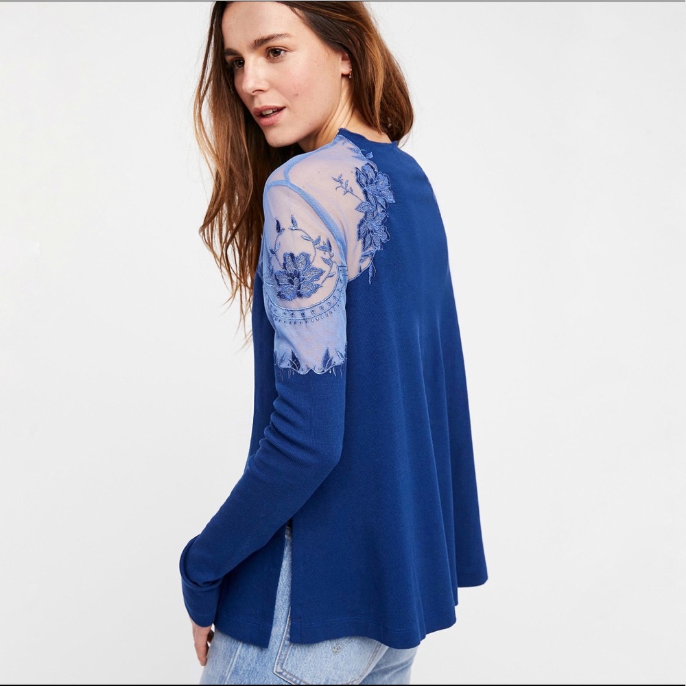 Free People Daniela Lace Thermal Top S